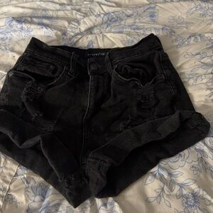 Aeropostale Black Distressed Jean Shorts